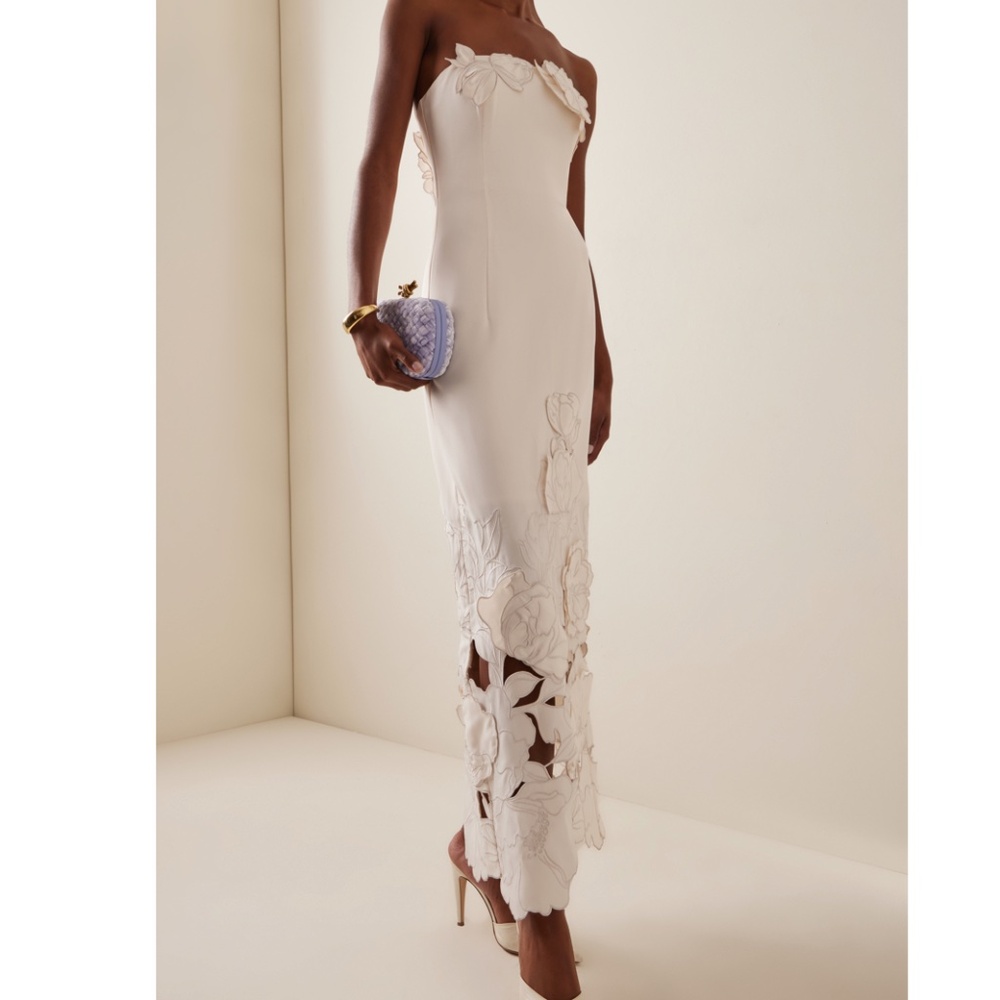 Leo Lin Rayna Floral-Appliquéd Crepe Maxi Dress
